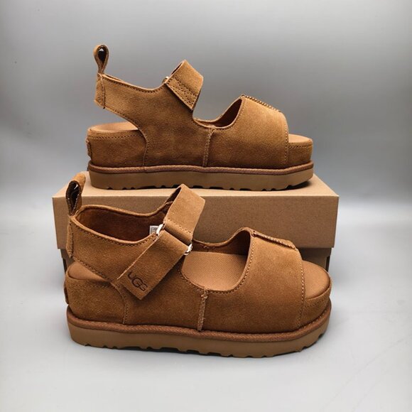UGG Womens Brown Suede Platform Sandals - Picture 4 of 7
